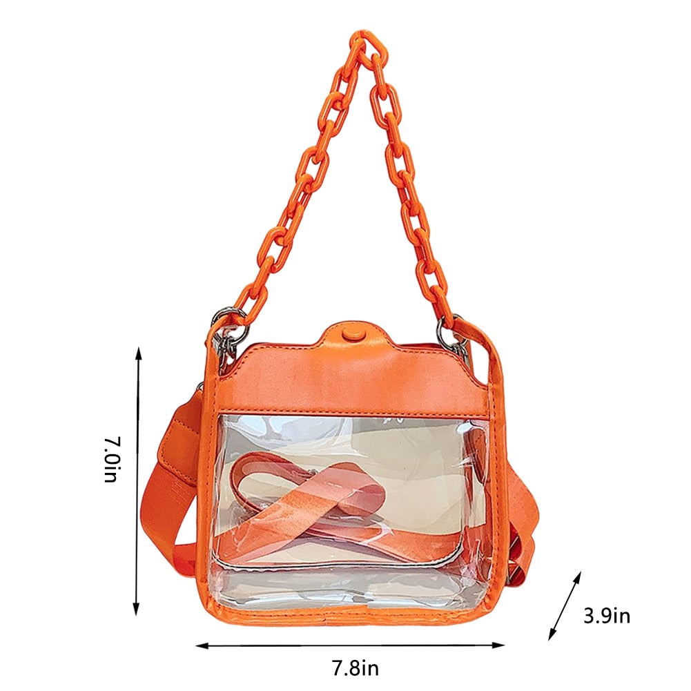 Clear Crossbody Chain Purse - Stadium Approved