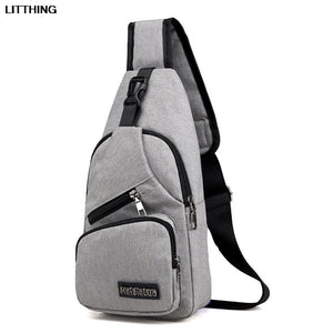 Men's Shoulder Bag w/USB Charging