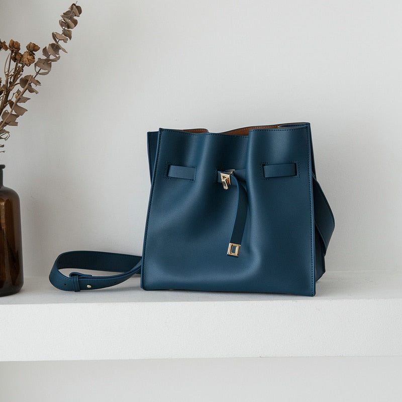 VENOF Women's Leather Shoulder Bag Fashion Fold Dating Bag High-end Cowhide Compound Bucket Bags Women All-match Crossbody Bag