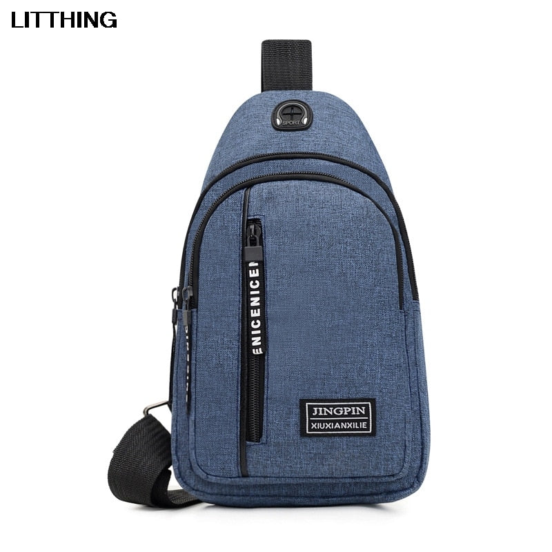 Men's Shoulder Bag w/USB Charging