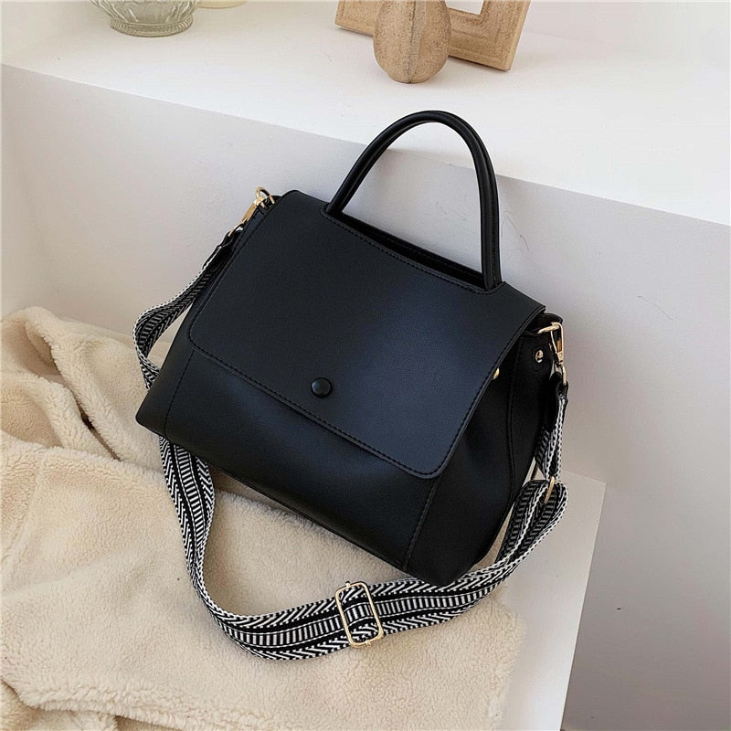 Solid Leather Crossbody Bag