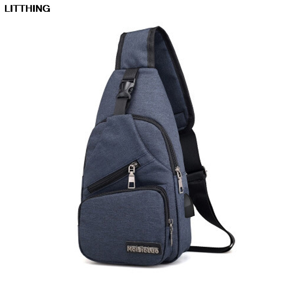 Men's Shoulder Bag w/USB Charging