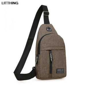 Men's Shoulder Bag w/USB Charging