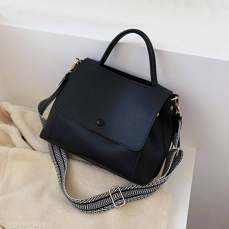 Solid Leather Crossbody Bag