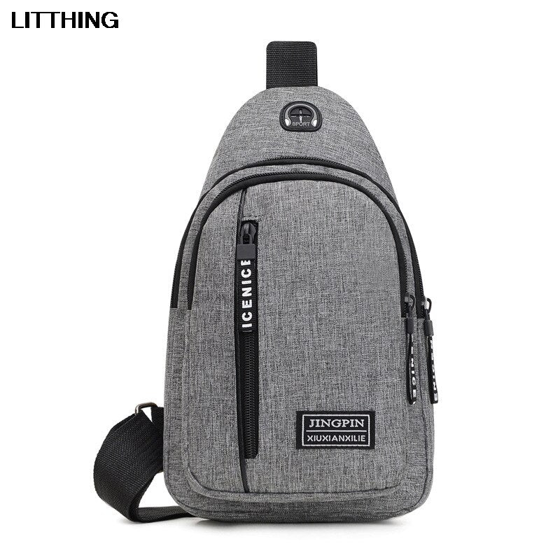 Men's Shoulder Bag w/USB Charging