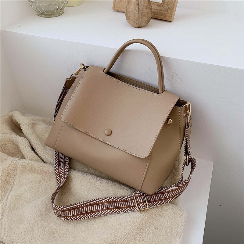 Solid Leather Crossbody Bag