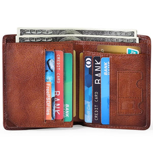 Classic Vertical Men's Wallet - Vintage Genuine Leather