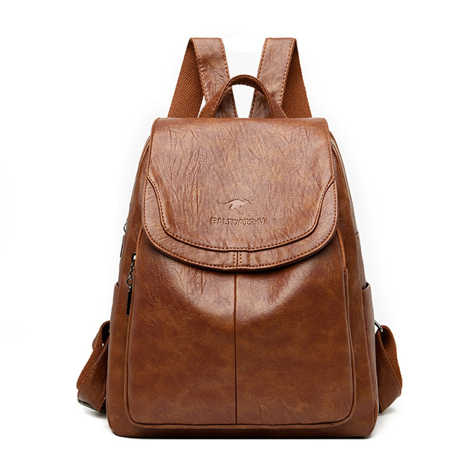 Vintage Leather Multifunctional Backpack Purse for Women 2022 High Quality  Female Design Bagpack Rucksack Large Bookbag for Girl
