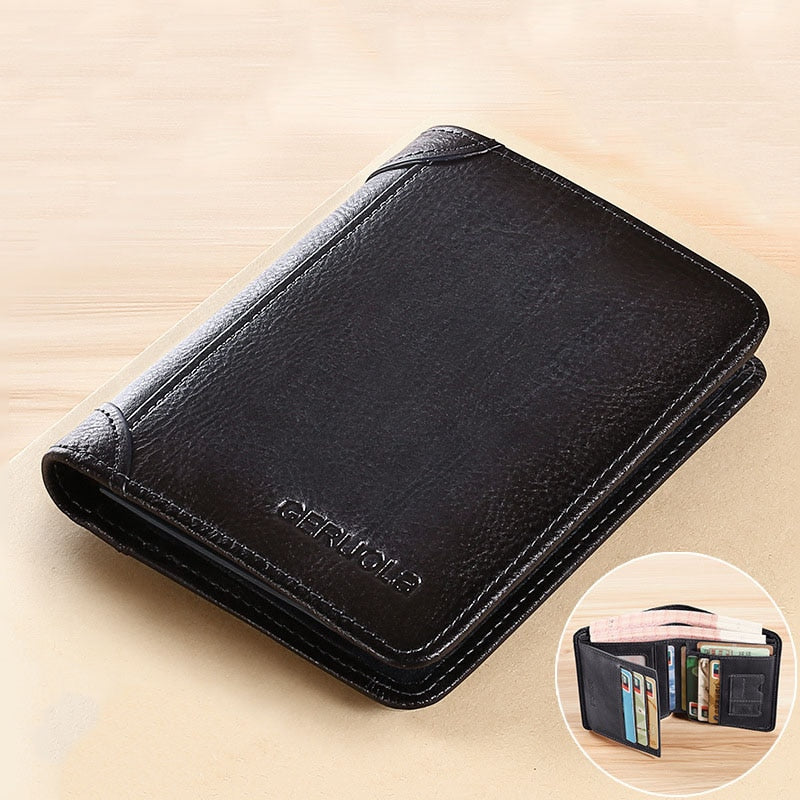 Classic Vertical Men's Wallet - Vintage Genuine Leather