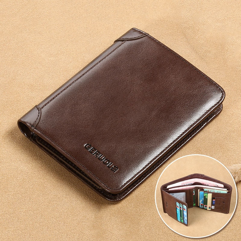 Classic Vertical Men's Wallet - Vintage Genuine Leather