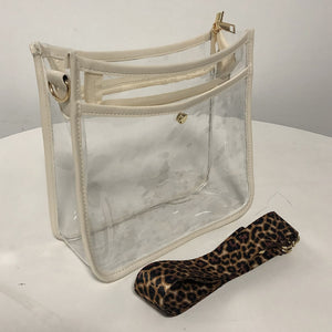Transparent Crossbody Bag With Leopard Strap - Stadium Approved