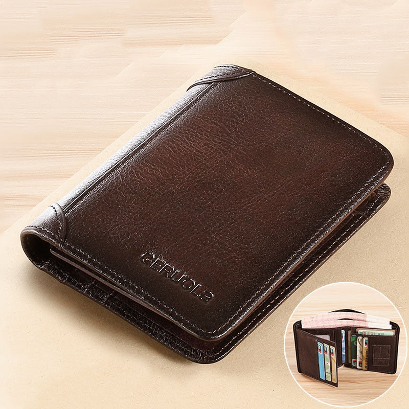 Classic Vertical Men's Wallet - Vintage Genuine Leather