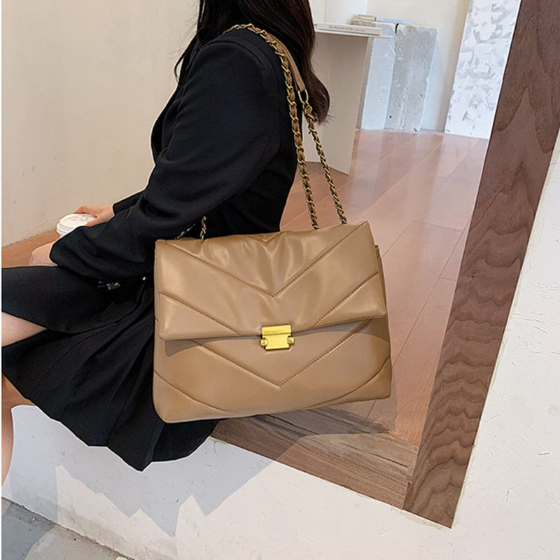 Solid Color PU Leather Bag