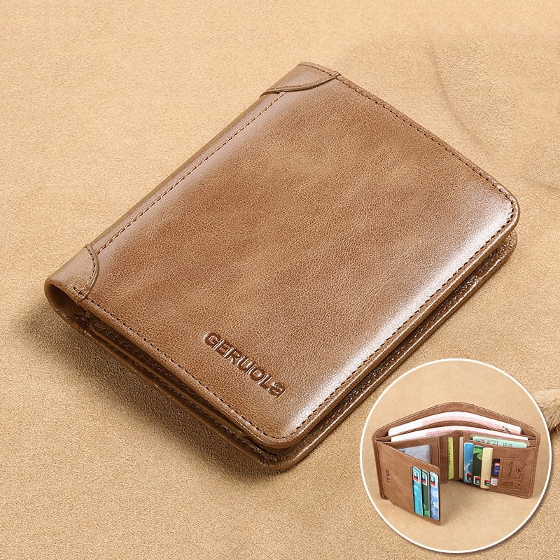 Classic Vertical Men's Wallet - Vintage Genuine Leather