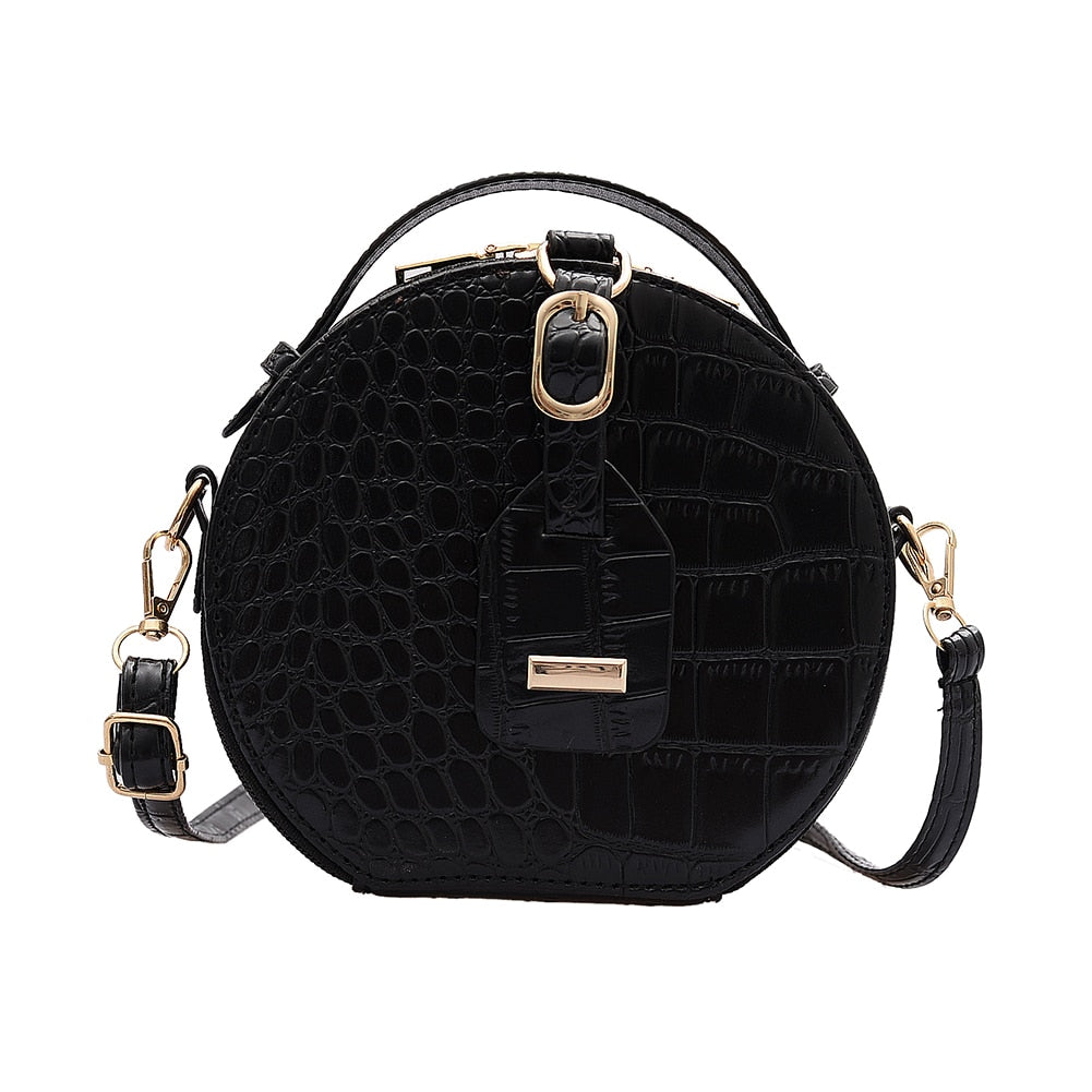 Small Round Alligator Pattern Crossbody Bag