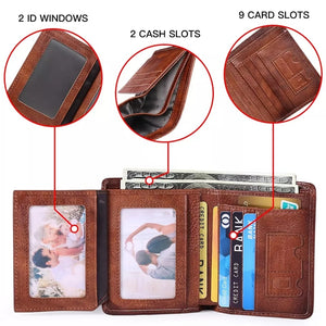 Classic Vertical Men's Wallet - Vintage Genuine Leather